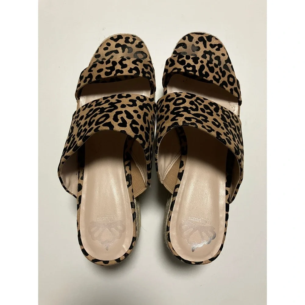 Fergalicious Womens Leopard Print Platform Wedge Sandals 9.5 Leopard Espadrille